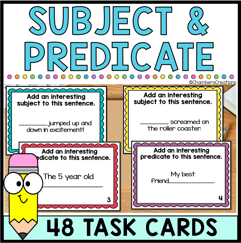 Subject and Predicate 48 Grammar Practice Task Cards