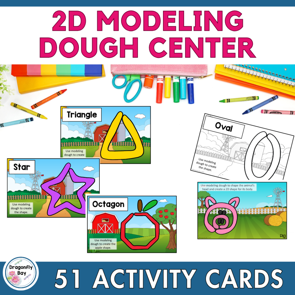 2D Shapes Modeling Dough Math Farm Activity or Centers - Made By Teachers