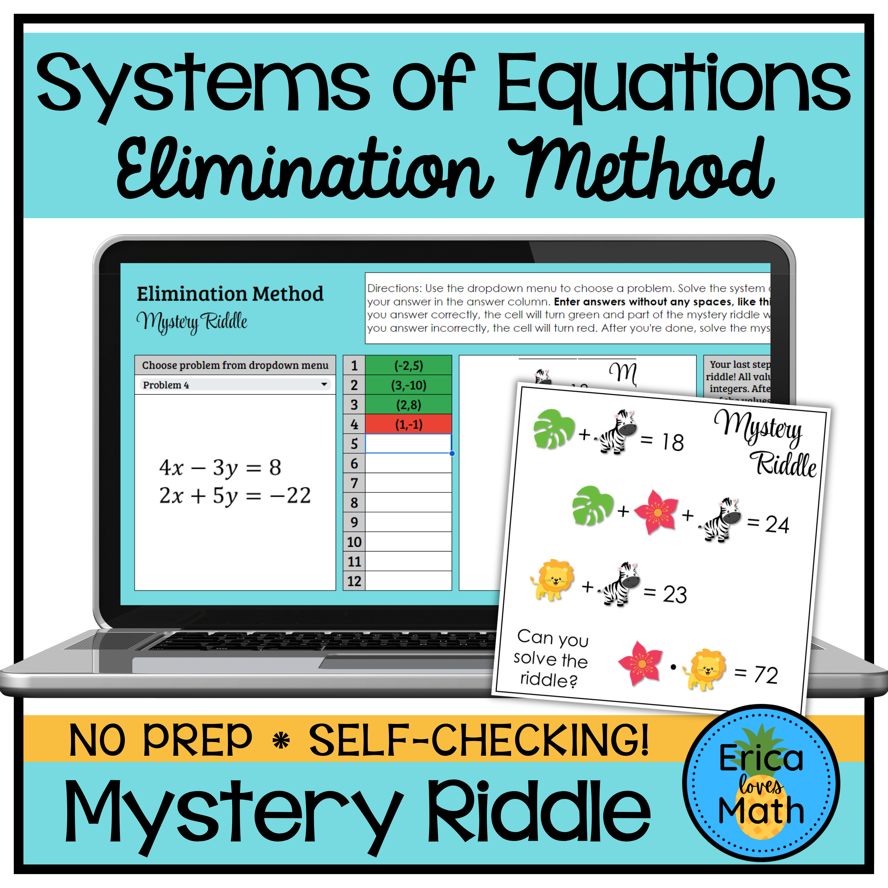 Solving Exponential Equations without Logarithms Color by Number ...