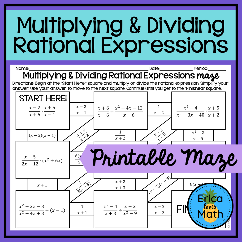 Multiplying & Dividing Rational Expressions Activity Maze - Made By ...