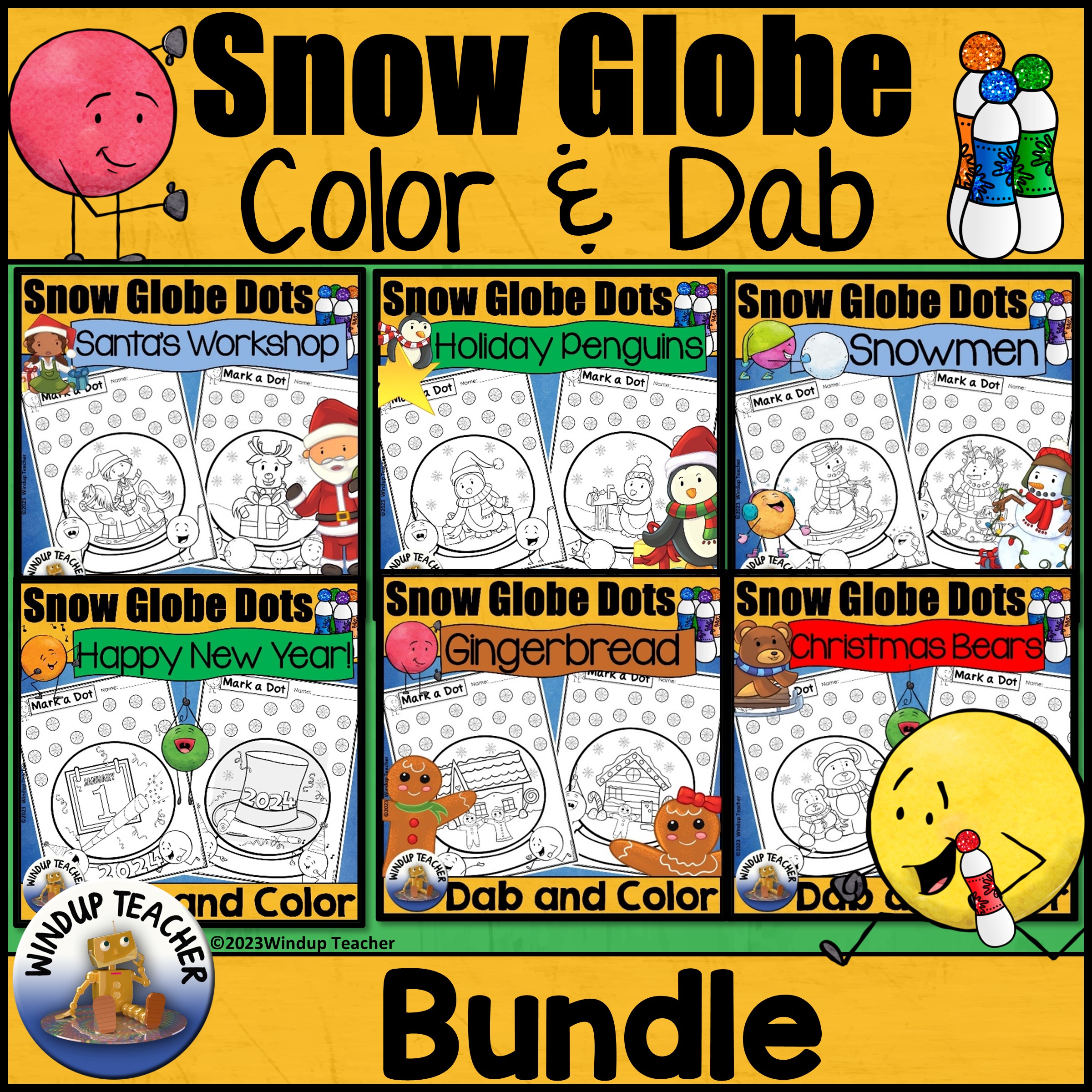 Winter and Christmas Do-A-Dot Marker Dot Dauber and Coloring Sheet BUNDLE