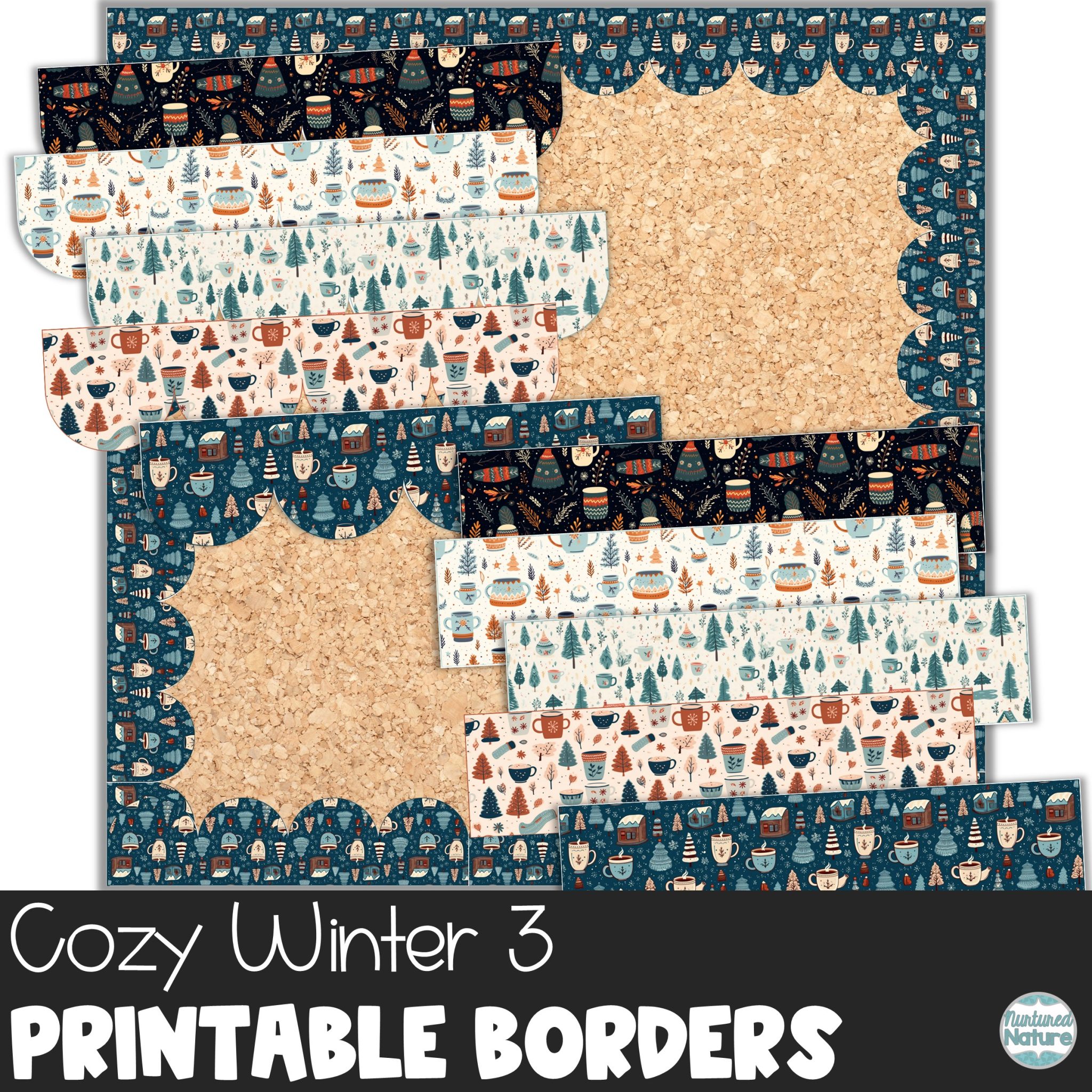 Winter Bulletin Board Borders Printable for January - Cozy Hygge 3 ...