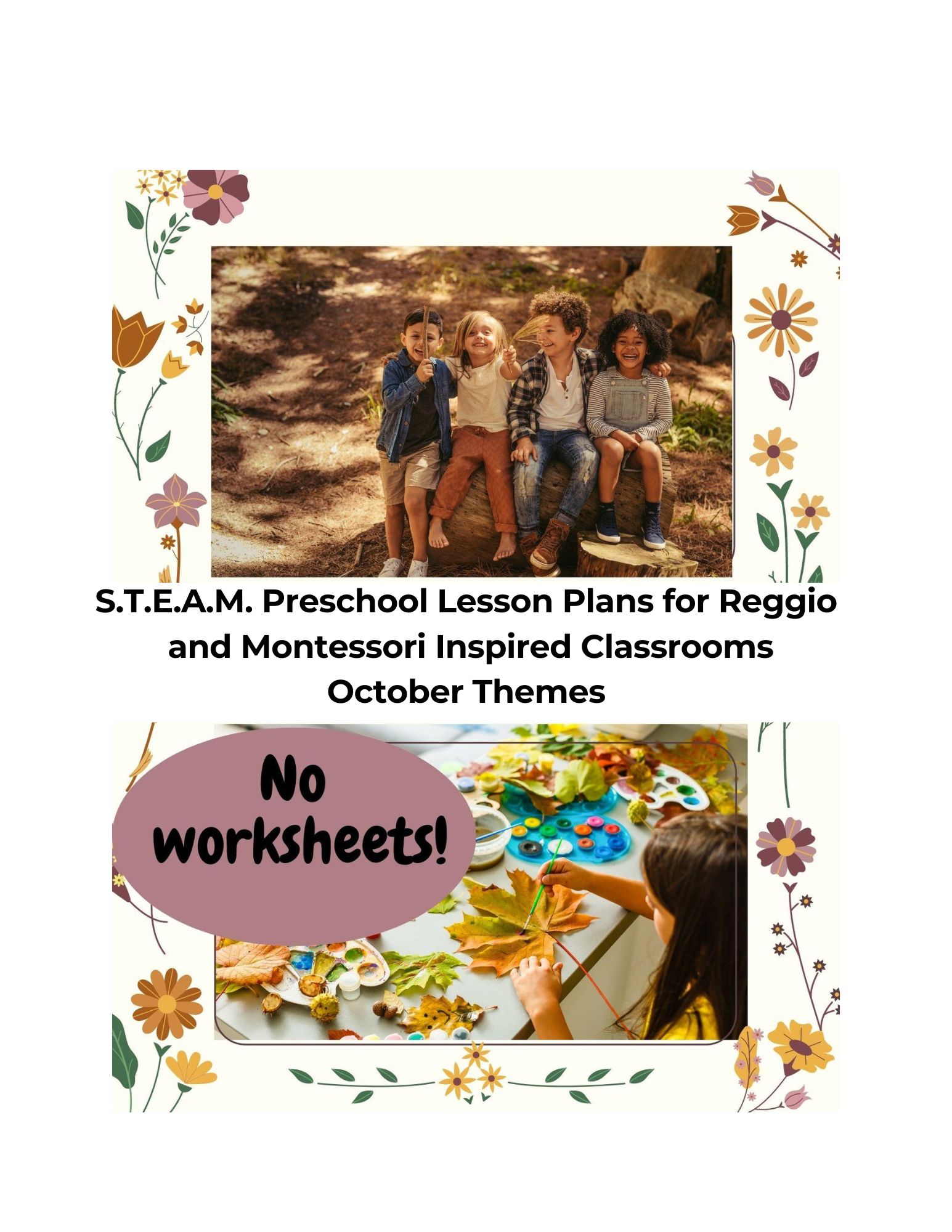 Preschool curriculum Lesson Plans fully written STEAM Reggio Montessori October Themes