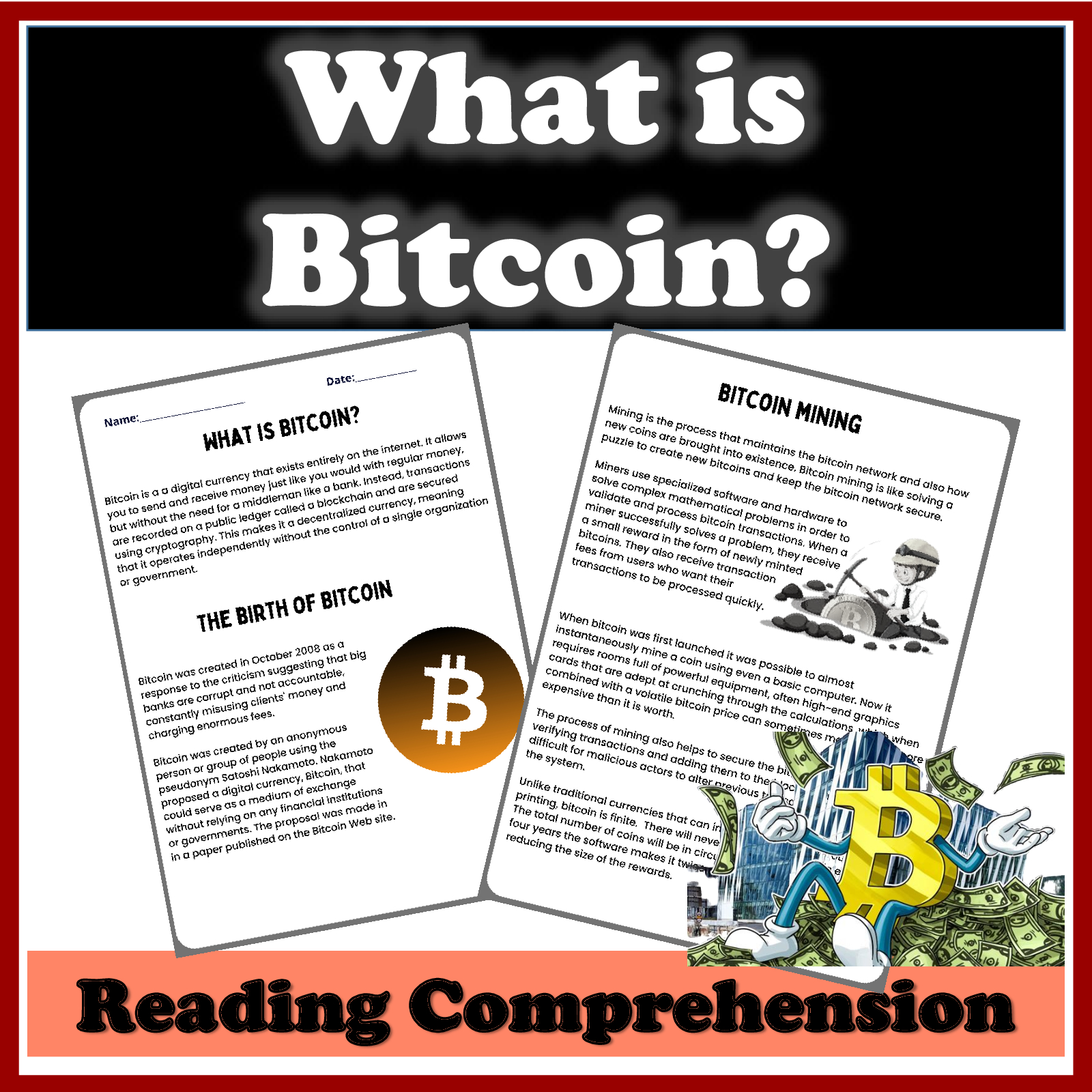 What is Bitcoin Reading Comprehension Passages and Questions with Key