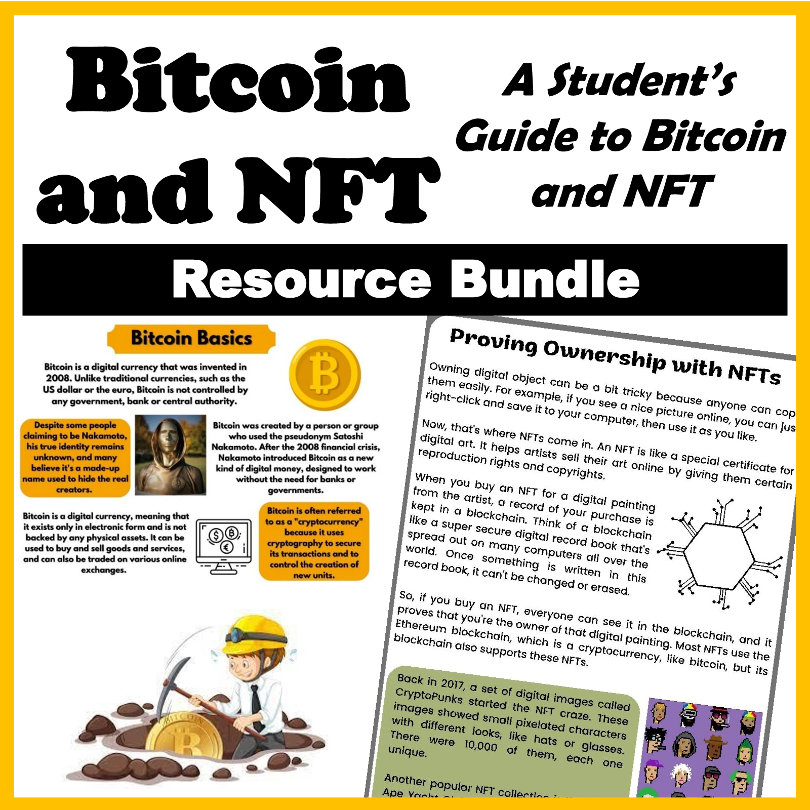Bitcoin and NFT Bundle - Reading Comprehension, Station, PPT, Worksheets