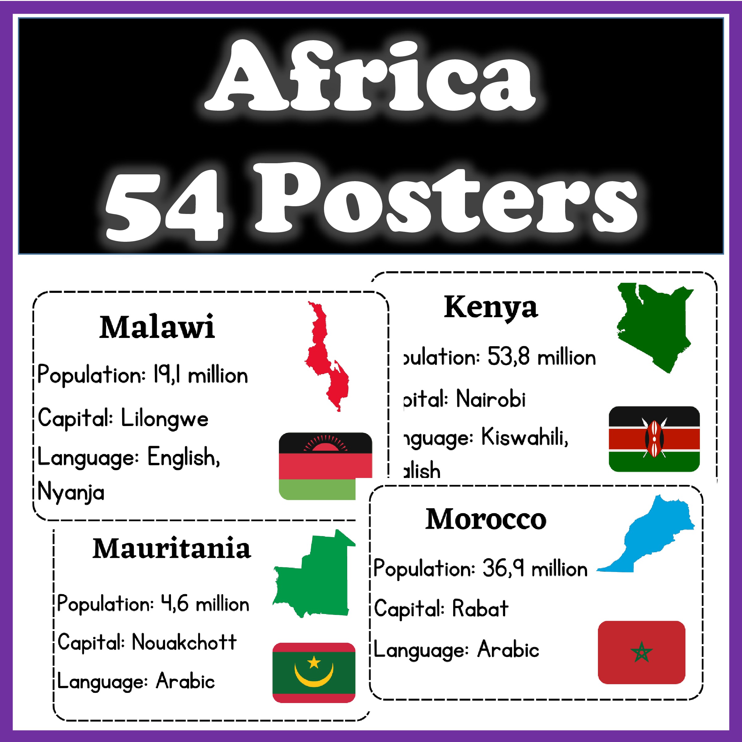 Africa 54 Classroom Back to School Printable Posters