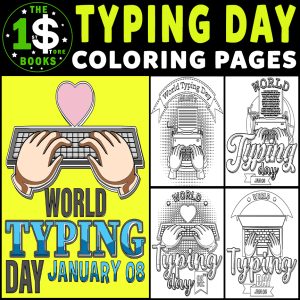 World Typing Day Coloring Pages | 08 January Holiday Coloring Sheets
