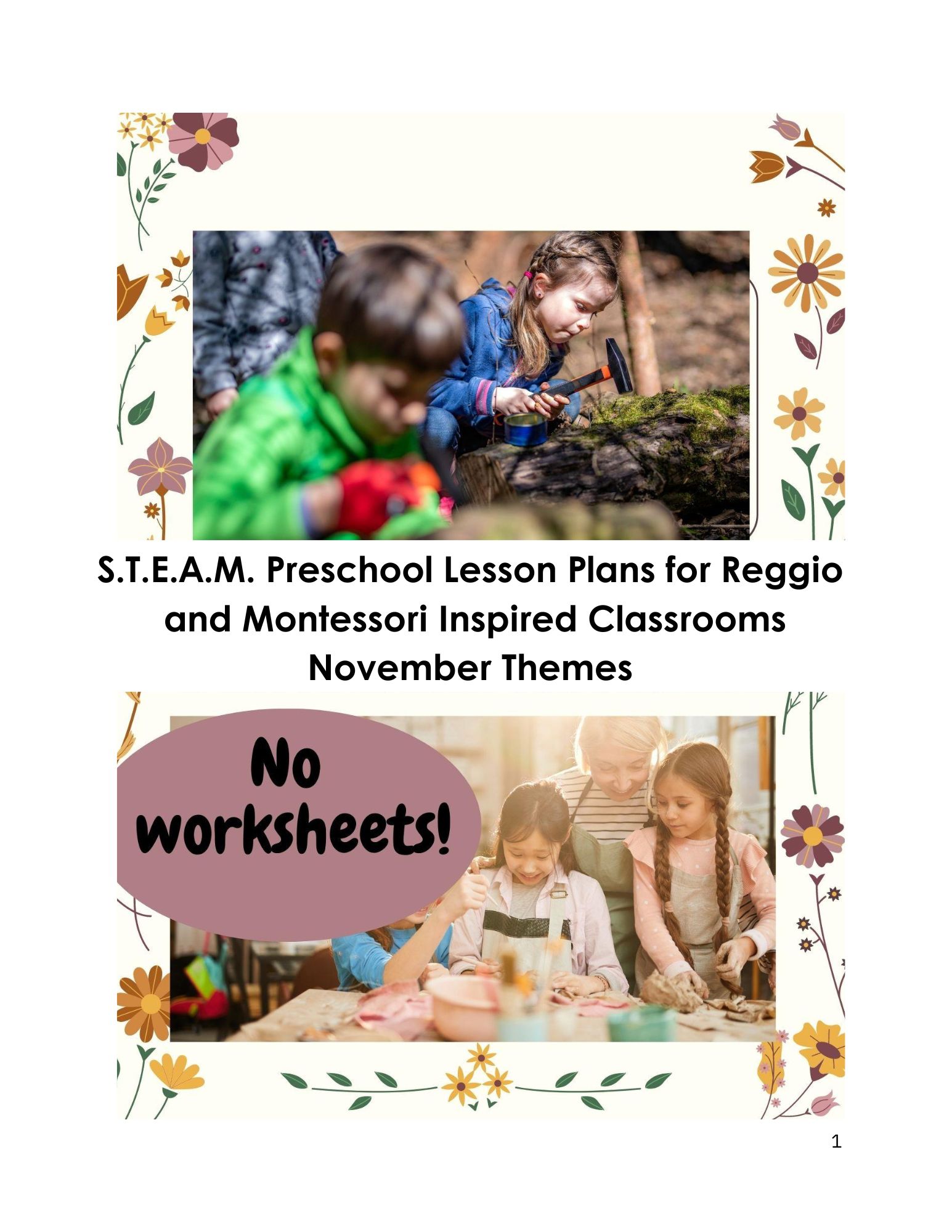 Preschool curriculum Lesson Plans fully written STEAM Reggio Montessori November Themes