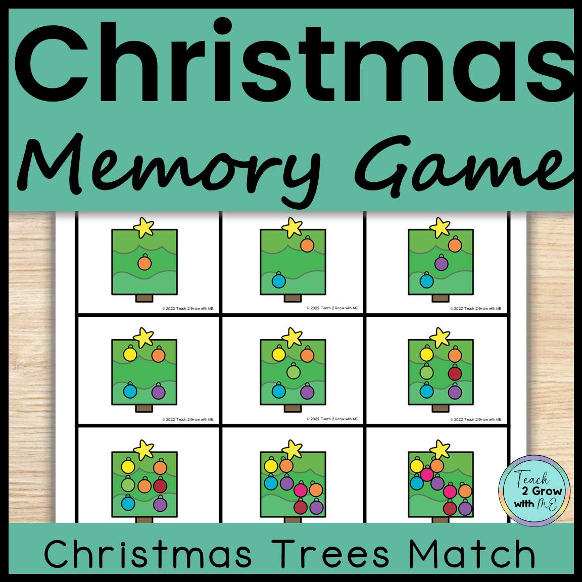Christmas Trees 1-10 Memory Game Matching Game Preschool Kindergarten First