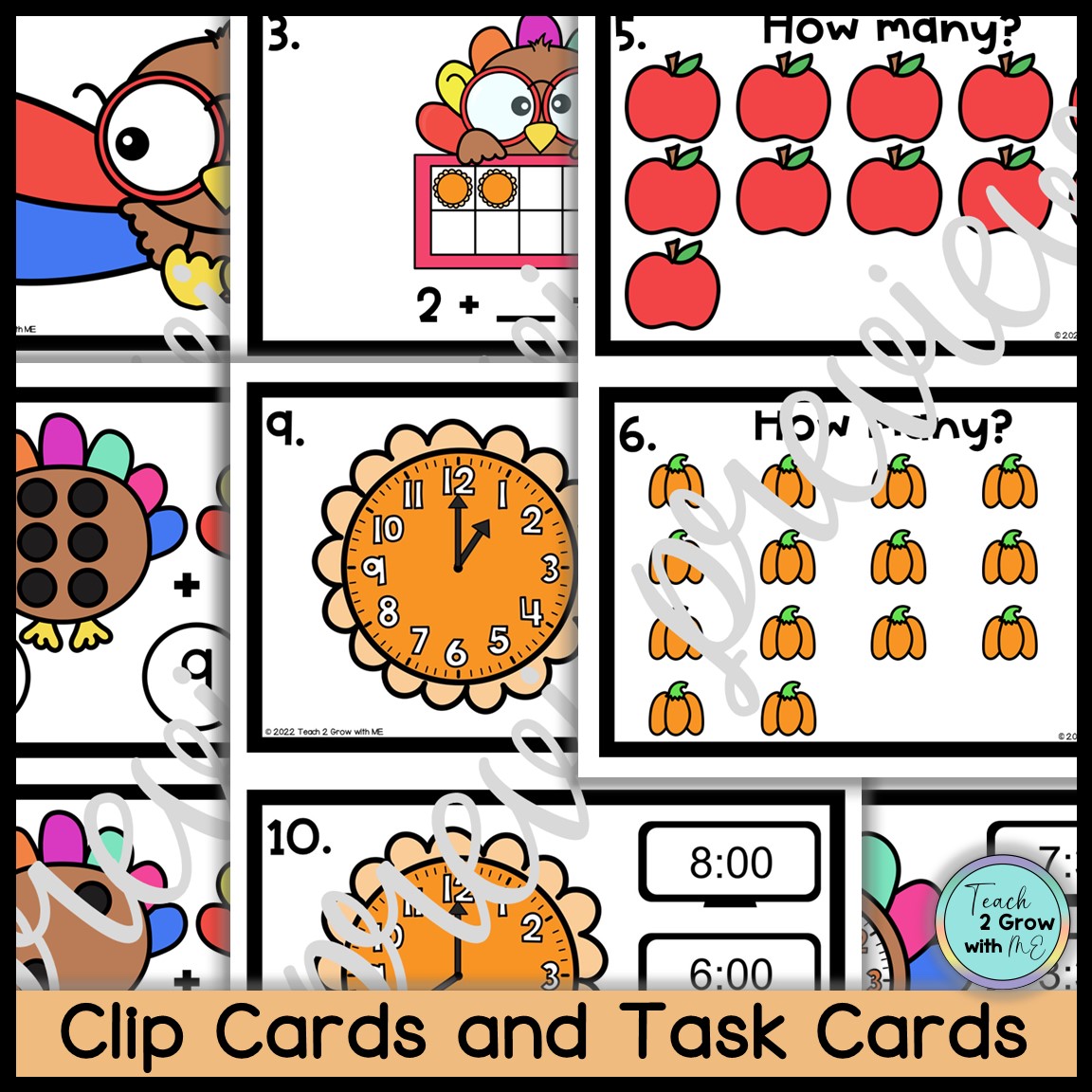 Thanksgiving Math Clip Cards and Task Cards BUNDLE | Made By Teachers