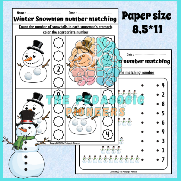 Winter Snowman Number Matching | Snowman Numbers Recognition Activity ...
