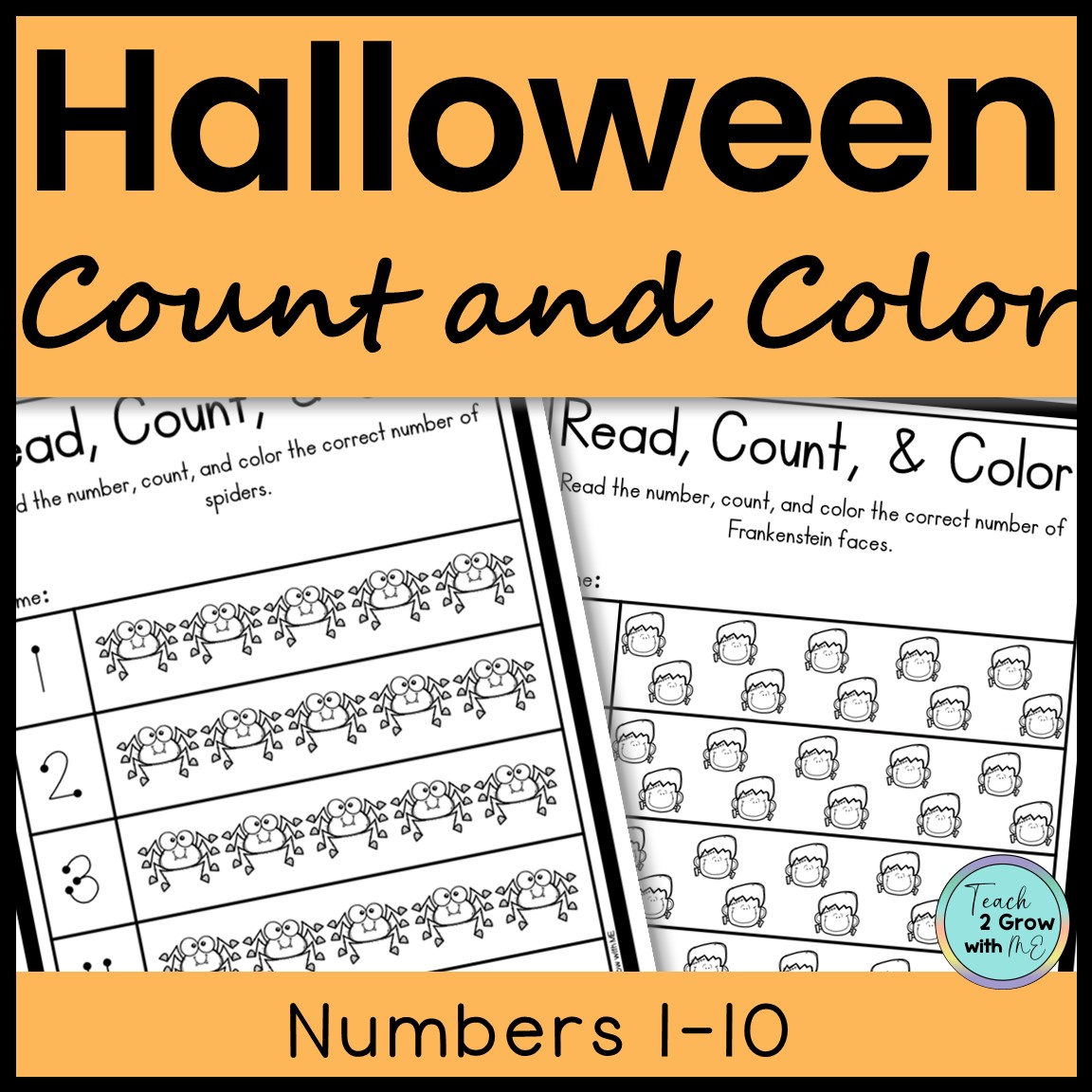 Halloween Math Count & Color Worksheets for Preschool and Kindergarten ...