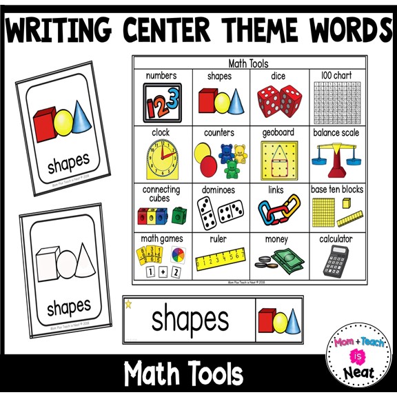 Kindergarten Math Center Words- Picture/Vocabulary Card Theme: Math Tools