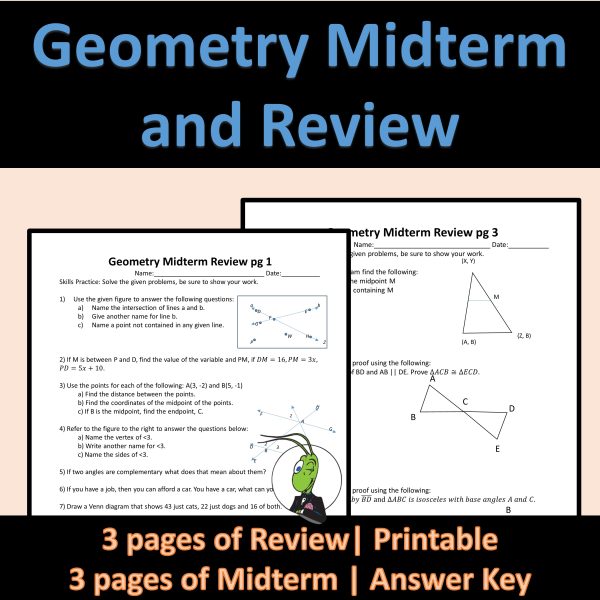 Geometry Midterm Exam and Review | Triangles | Vocab | Angle ...
