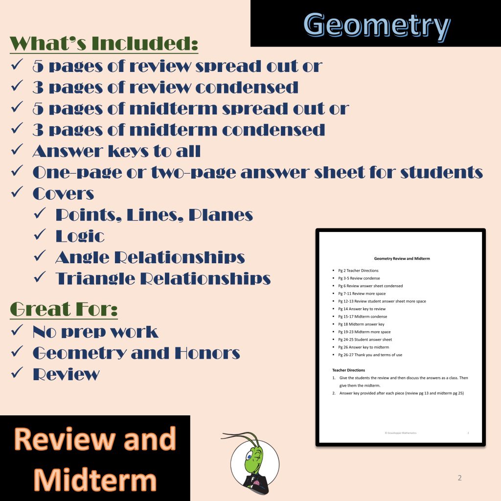 Geometry Midterm Exam and Review | Triangles | Vocab | Angle ...
