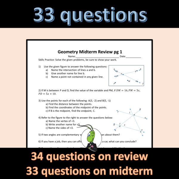 Geometry Midterm Exam and Review | Triangles | Vocab | Angle ...