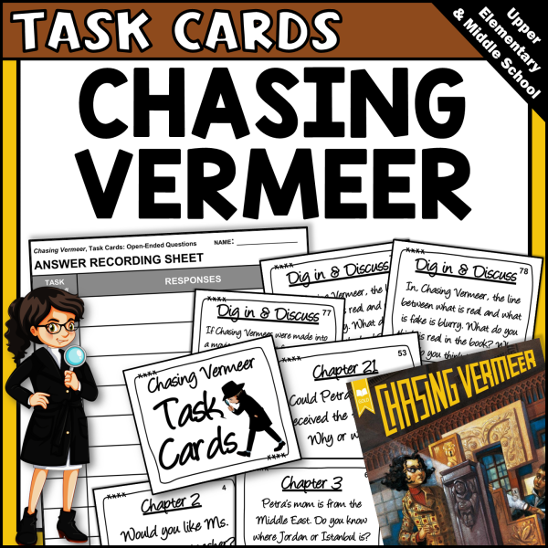 Chasing Vermeer Novel Study Reading Comprehension Task Cards | Made By ...