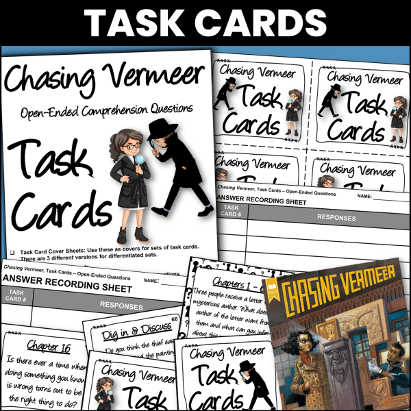 Chasing Vermeer Novel Study Reading Comprehension Task Cards | Made By ...