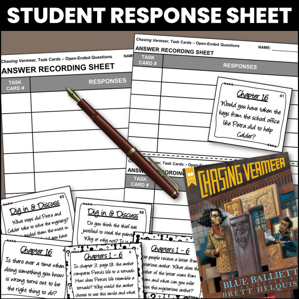 Chasing Vermeer Novel Study Reading Comprehension Task Cards | Made By ...