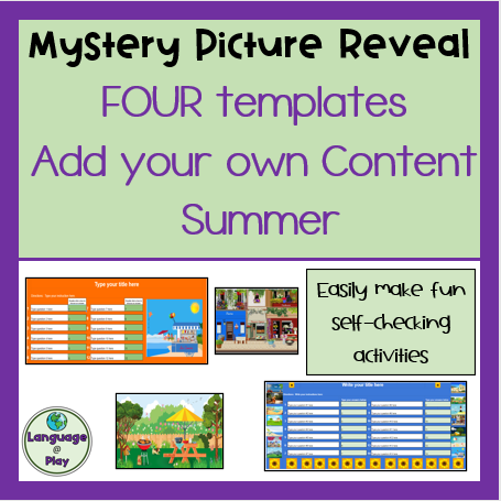 Editable Add Your Own Content 4 Digital Mystery Picture Templates - Summer