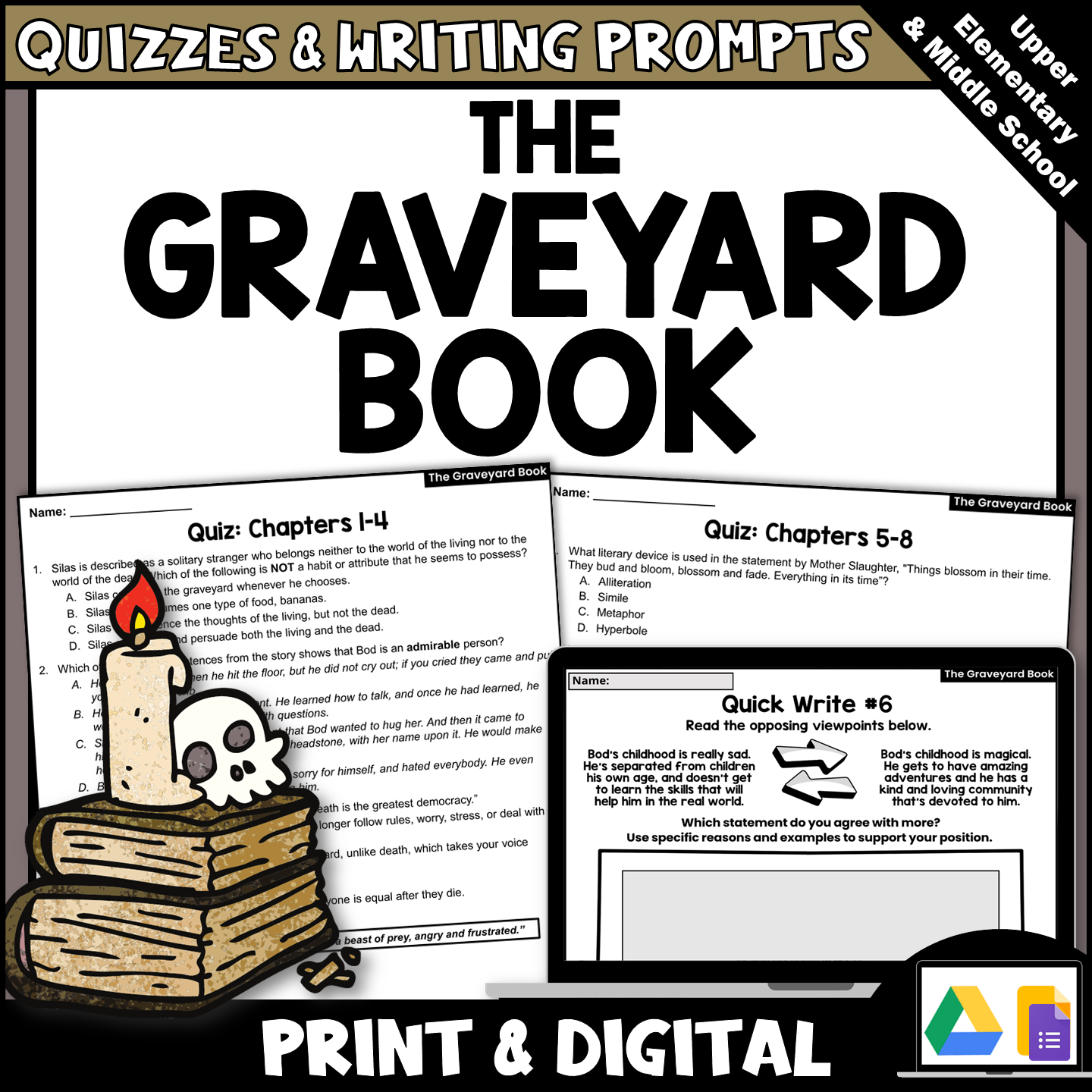 The Graveyard Book Novel Study Chapter Quizzes & Writing Activities