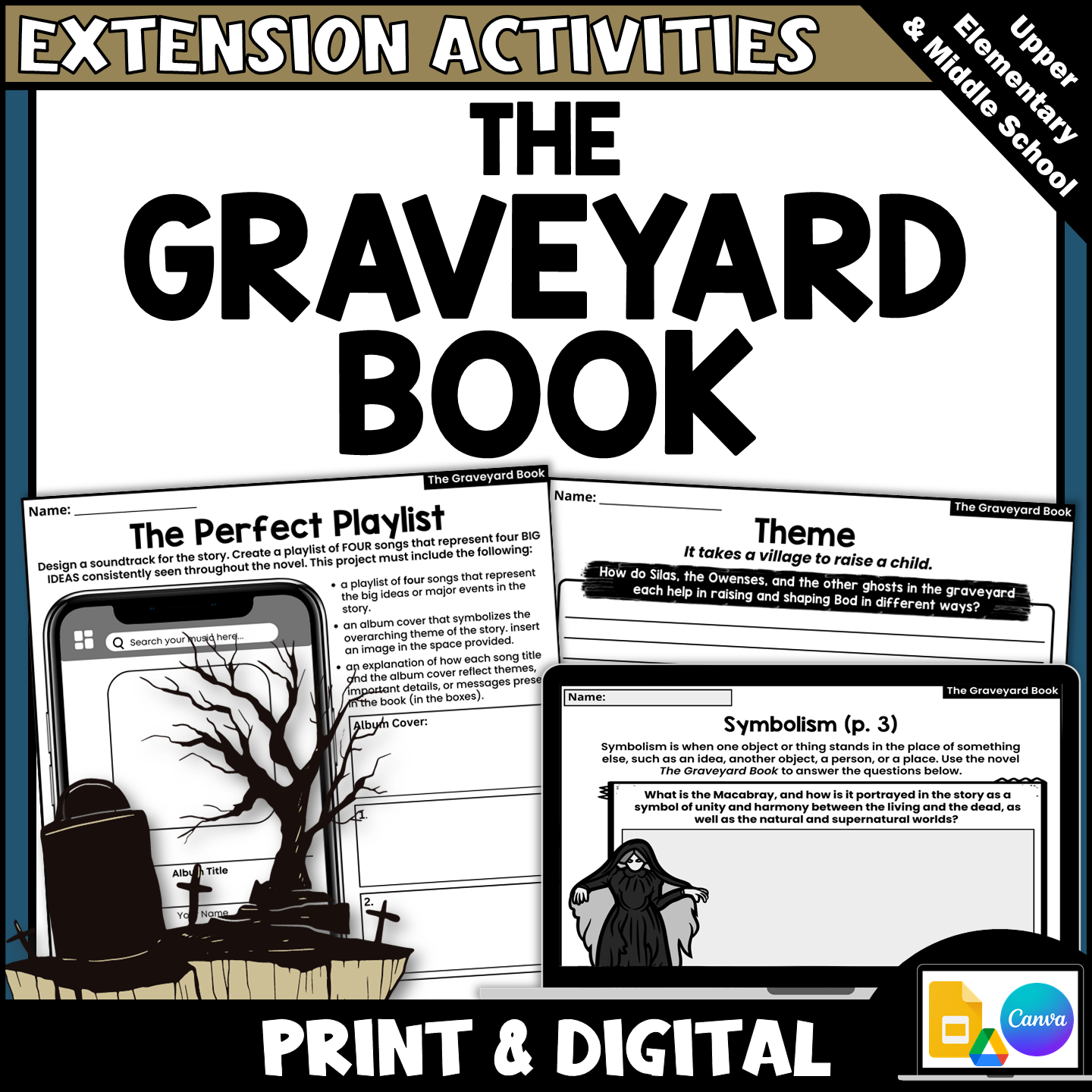 The Graveyard Book Novel Study Theme, Symbolism, & Quote Extension Activities