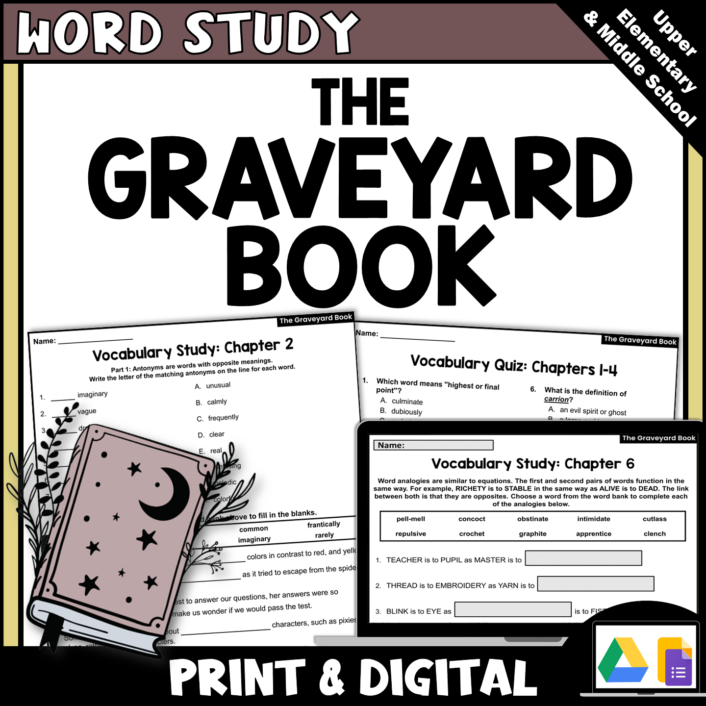 The Graveyard Book Novel Study Vocabulary Activities and Quizzes
