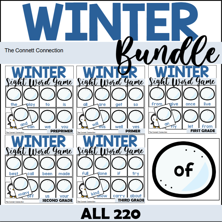 Winter Where's the Penguin Sight Word Game for All 220
