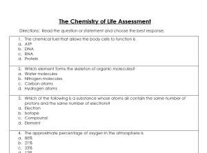 The Chemistry of Life Assessment/Quiz (Anatomy/Biology, Biochemistry ...