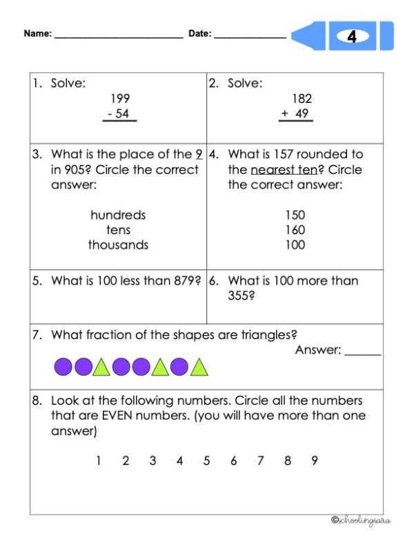 3rd Grade Spiral Math Review | Daily Morning Work | Homework | Set 1 ...