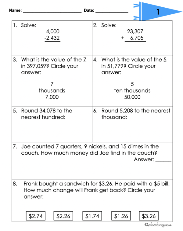 3rd Grade Spiral Math Review | Daily Morning Work | Homework | Set 3 ...
