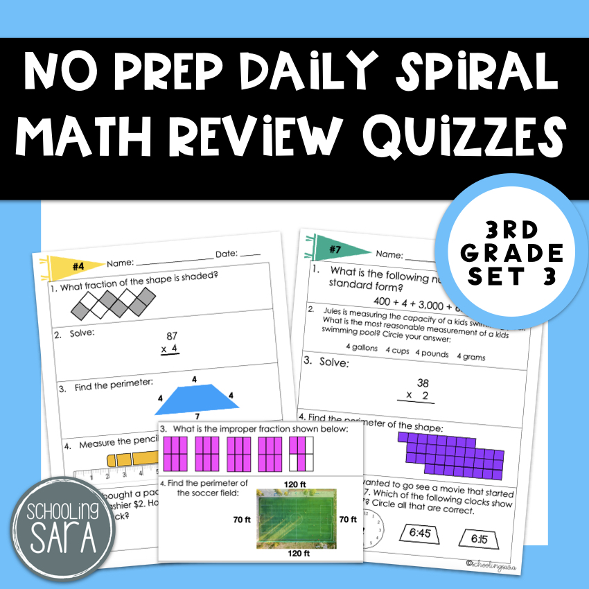 3rd Grade Spiral Math Review | Daily Morning Work | Homework | Set 3 ...