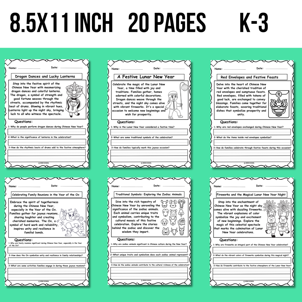 Chinese New Year Reading Comprehension Passages and Questions - Made By ...