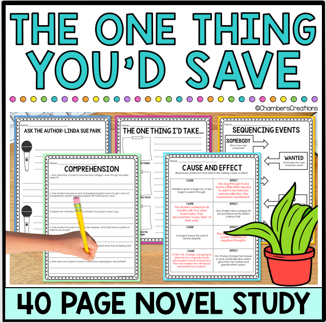 The One Thing You'd Save Novel Study Linda Sue Park