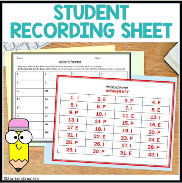 Author's Purpose PIE Task Cards persuade inform entertain author's ...