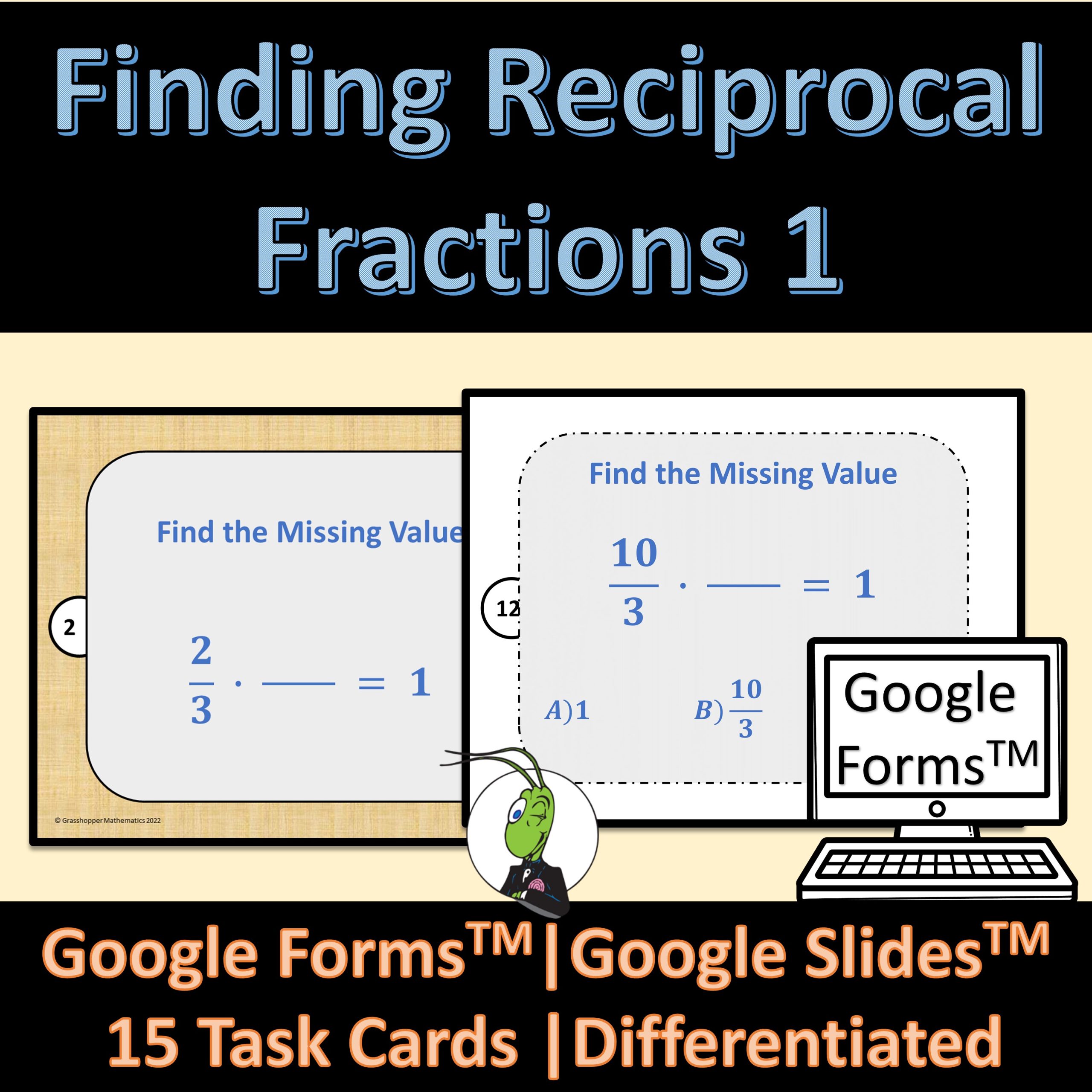 Finding Reciprocal Fractions | Google | Task Cards