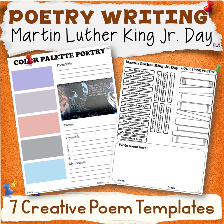 MLK Day Poetry Writing Activities - Martin Luther King Jr. Poem Templates