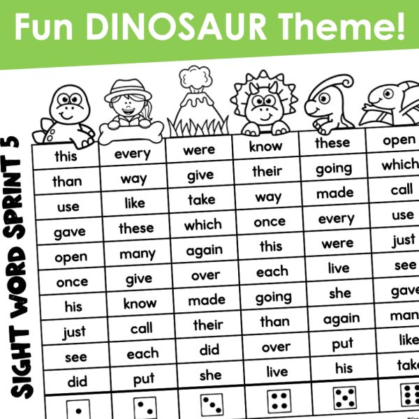 Sight Word Fluency Games Easy Prep Dinosaur Themed | Made By Teachers