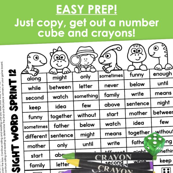 Sight Word Fluency Games Easy Prep Dinosaur Themed | Made By Teachers
