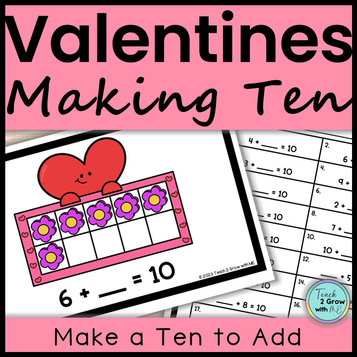 Valentine's Day Math Task Cards Adding with Ten Frames Kindergarten 1st  Grade | Made By Teachers