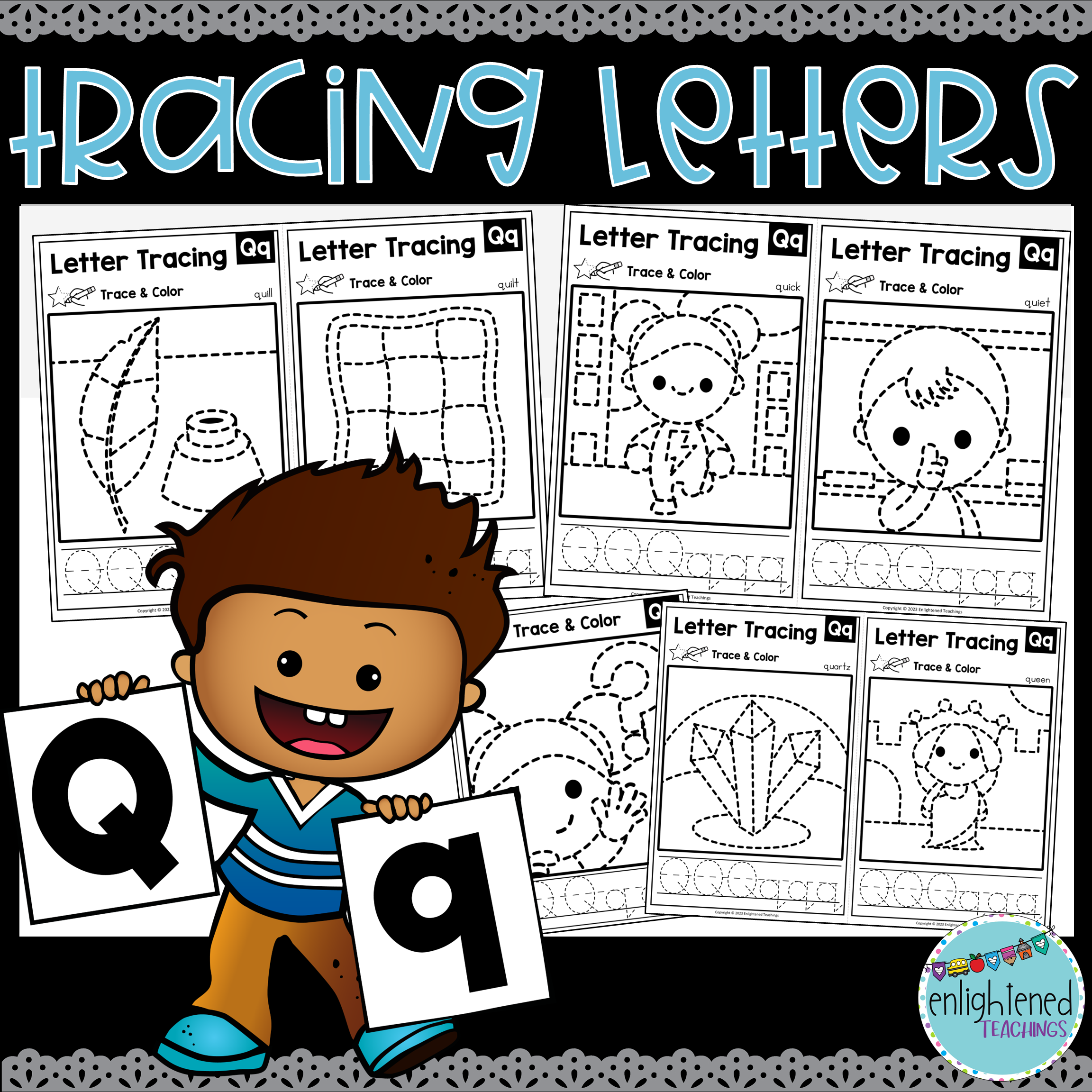 Letter Q Tracing Worksheets Letter Tracing Mats Letter Q Trace & Color