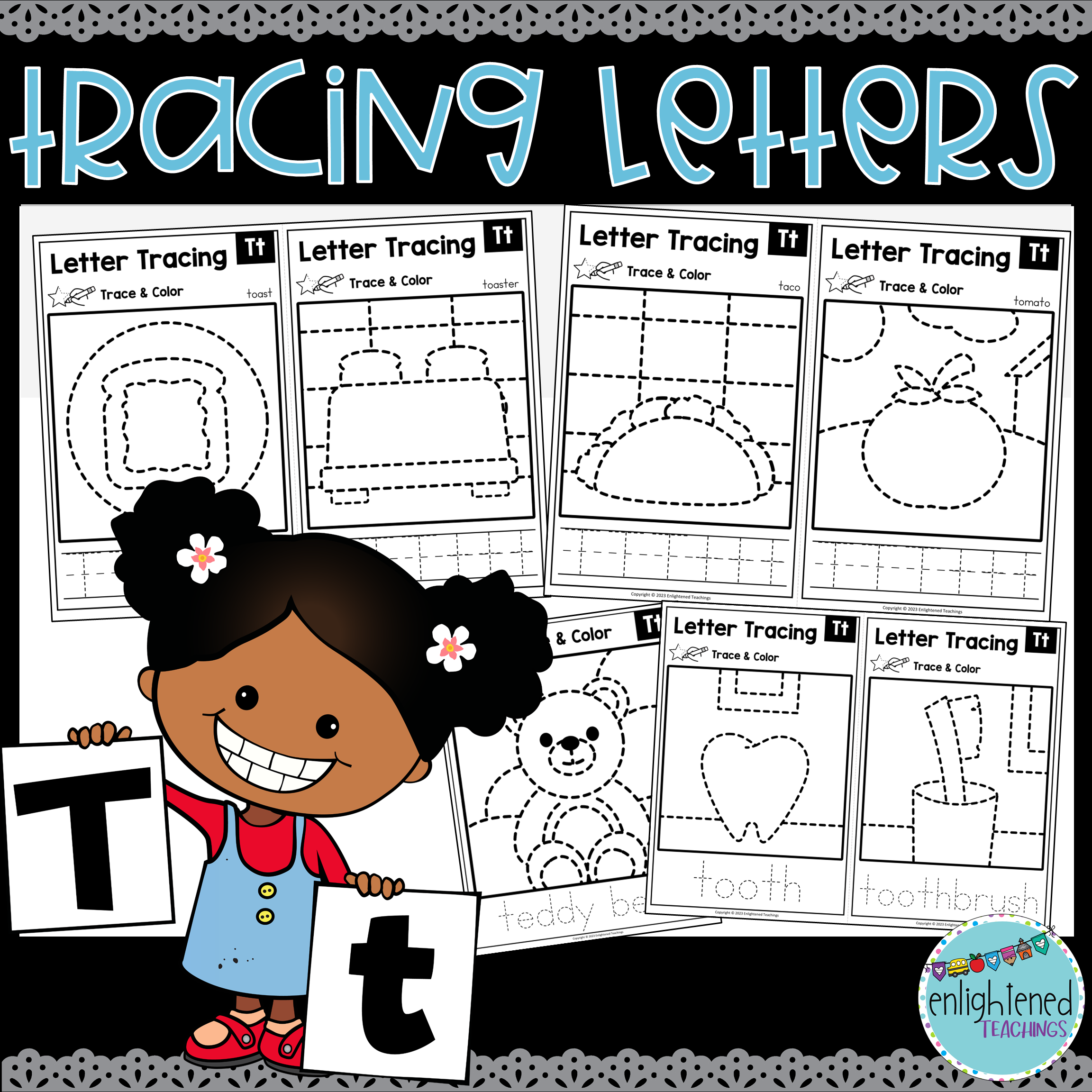 Letter T Tracing Worksheets Letter Tracing Mats Letter T Trace & Color