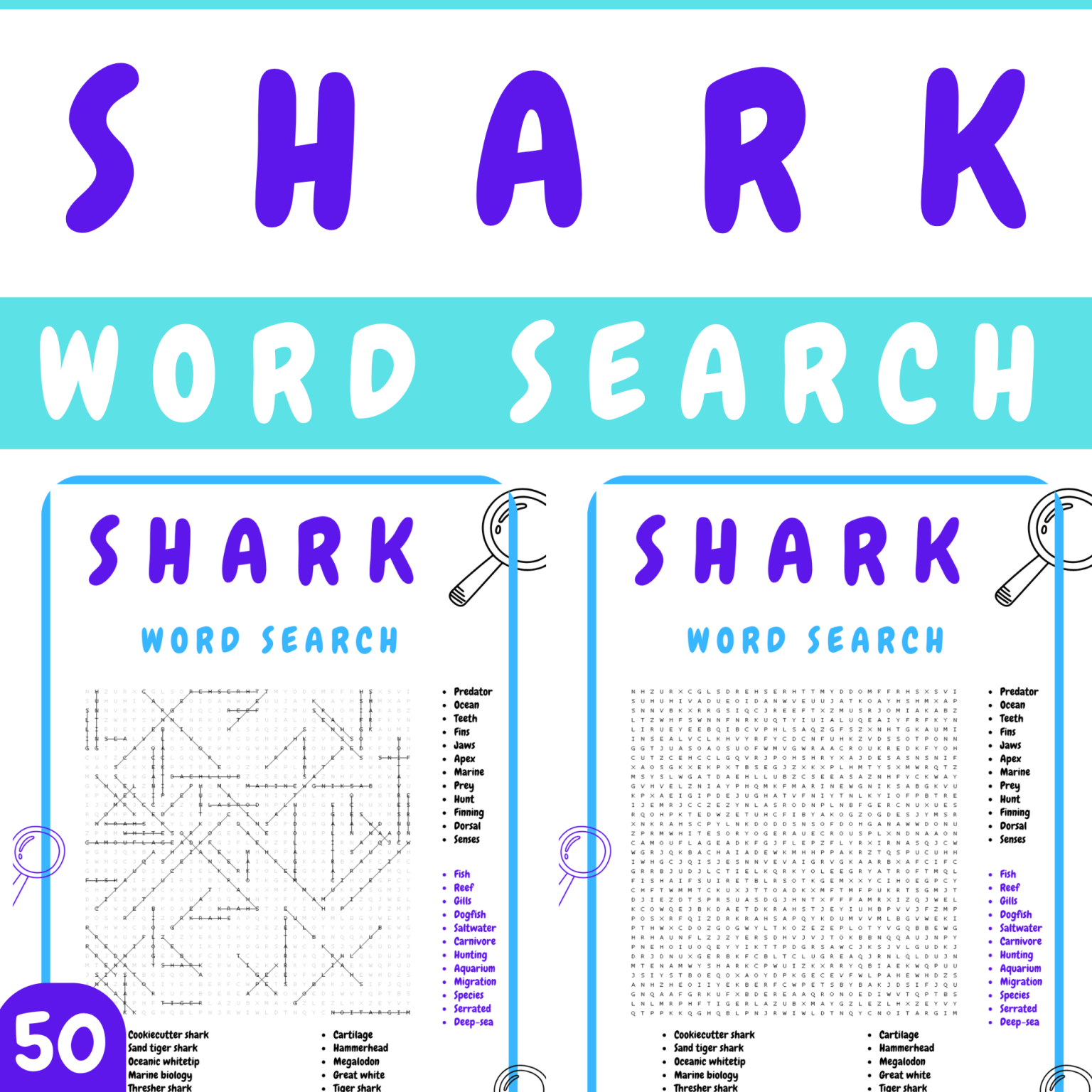 SHARK WORD SEARCH WORKSHEETS ACTIVITIES - Made By Teachers