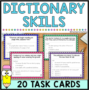 Dictionary Skills and Context Clues 20 Task Cards staar prep tek 6.2E