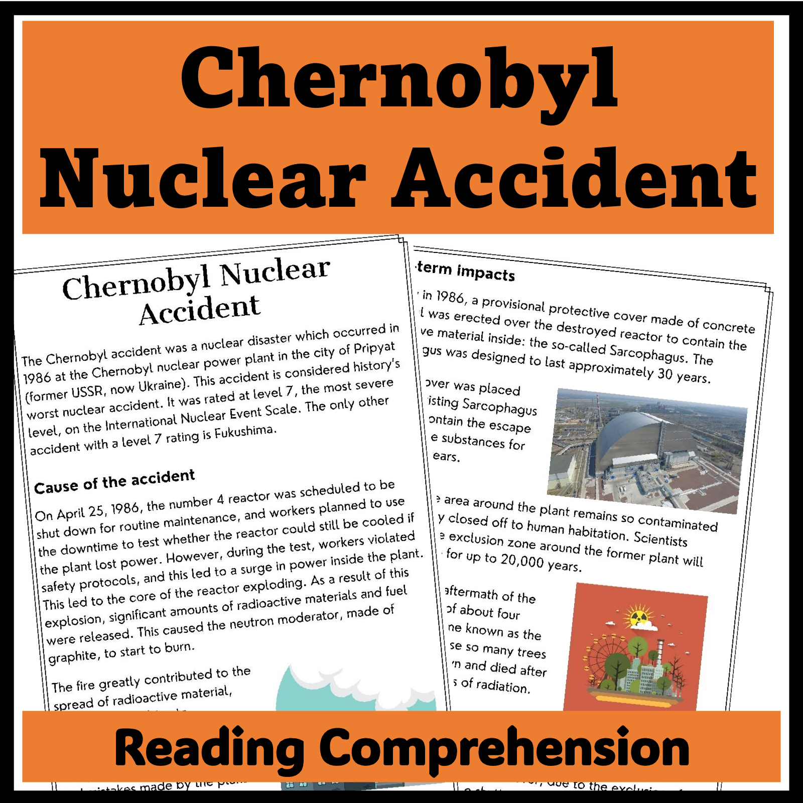 Chernobyl Nuclear Accident Reading Comprehension with Worksheet and Key