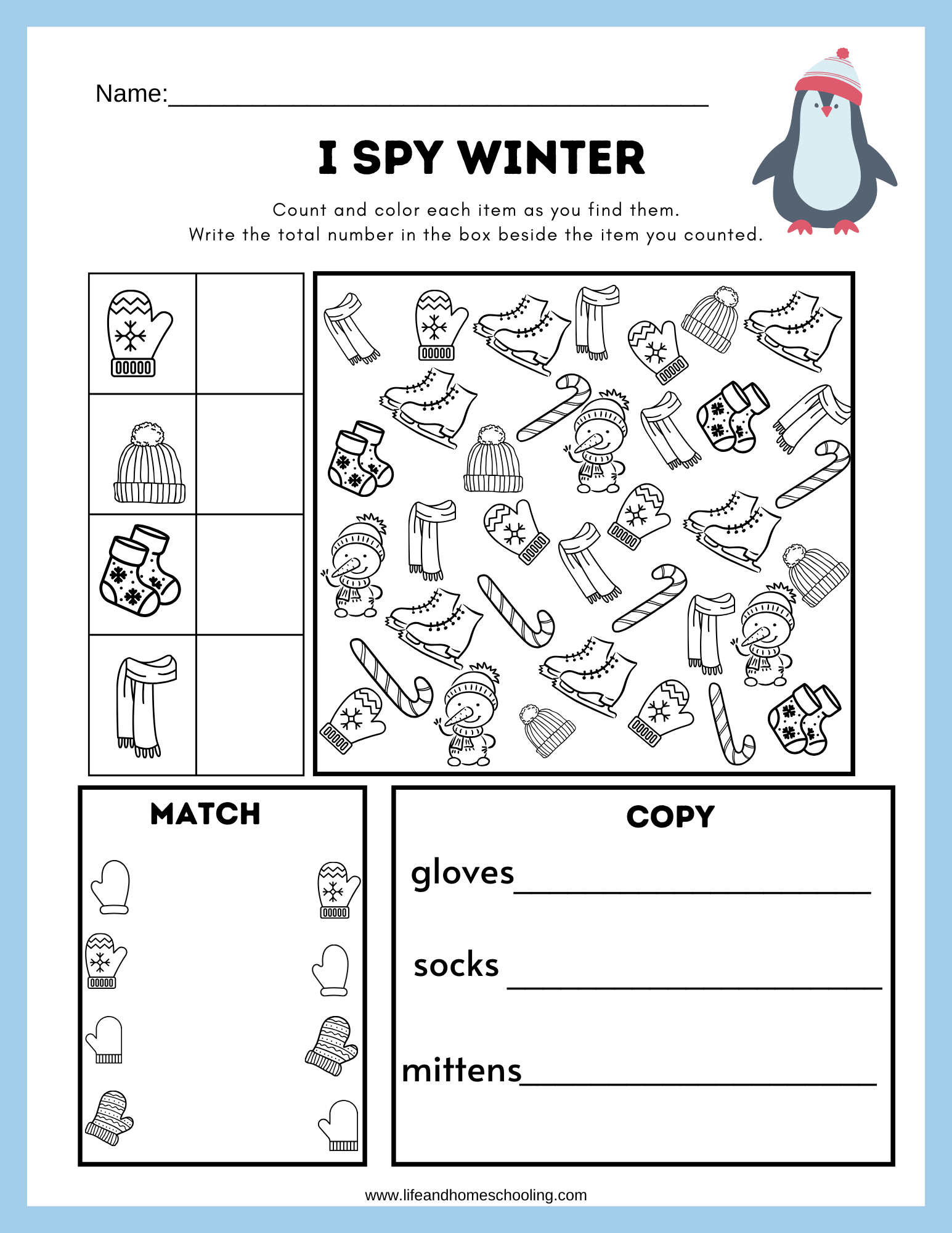 Winter Kindergarten Worksheet