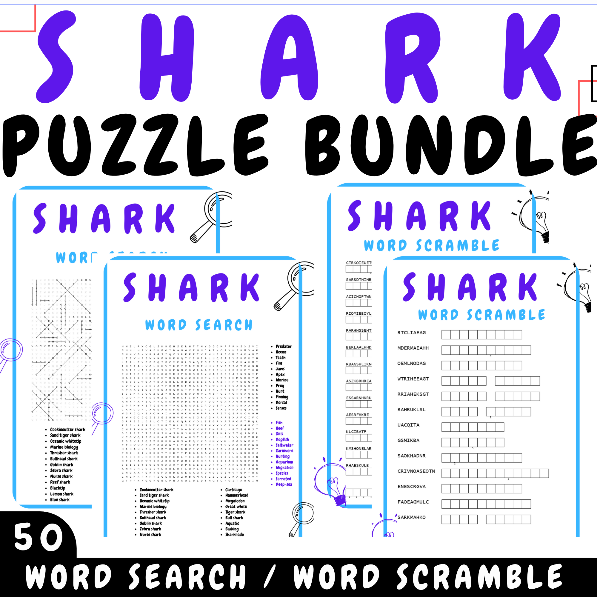 SHARK WORD SEARCH WORKSHEETS ACTIVITIES | Made By Teachers