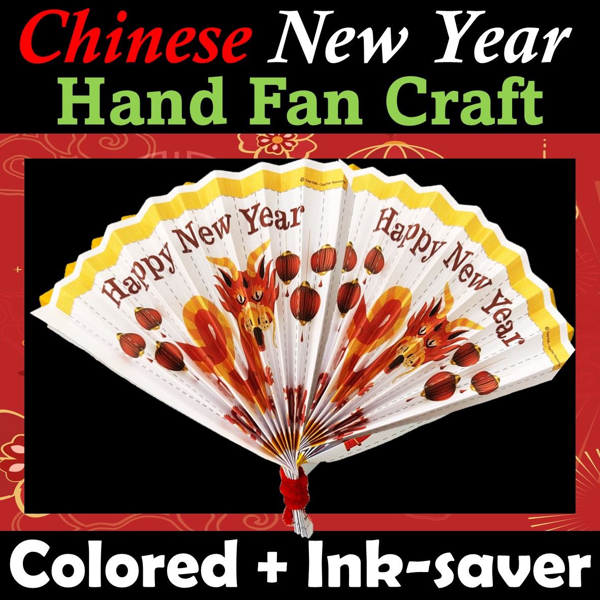 Chinese New Year Hand Fan Craft 2024 Activities, Dragon