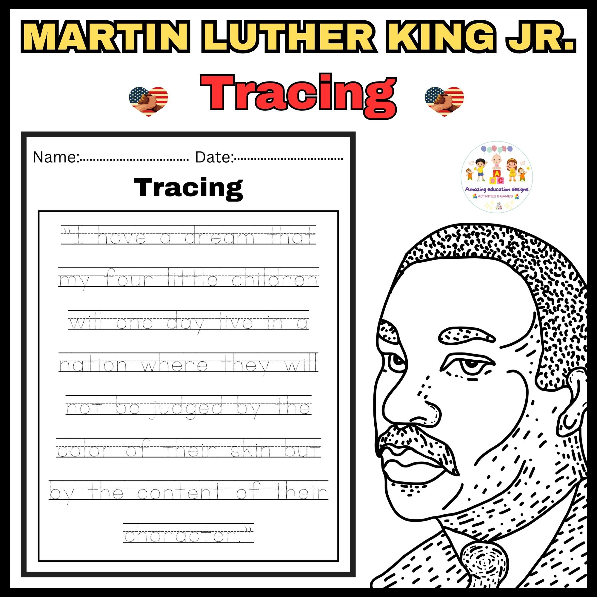 Martin Luther King Jr. Quotes Tracing Activities Worksheets