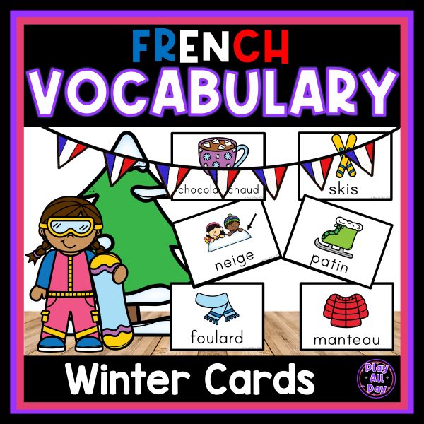 French WINTER Vocabulary Cards | cartes de vocabulaires L'HIVER - Made ...